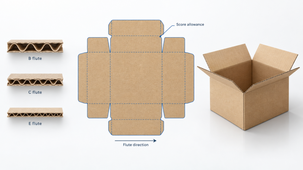 How Flute and Board Grade Change a Corrugated Dieline